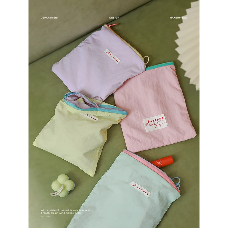 Stock Multi Colors Cosmetic Bag Zipper Toiletries Organizer Bag For Women Girls Gift Makeup Pouch