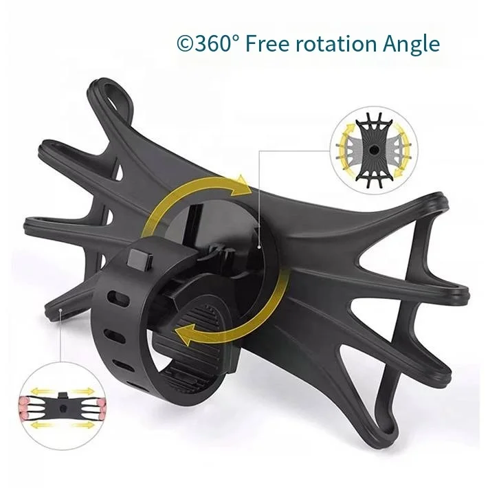 Multifunctional Silicone Bicycle Accessories Mobile Phone Bracket Fixed Rotatable Navigation Compatible Electric Bike Motorcycle