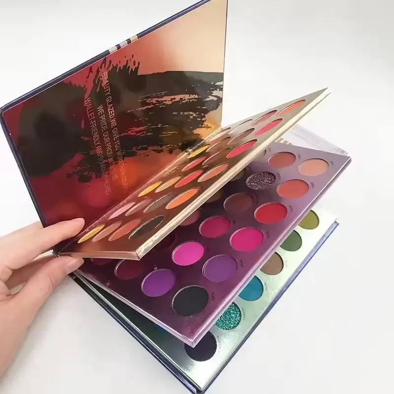 Newest 72 Colors Makeup Eyeshadow Palette book Custom Logo Glitter Matte Eye Shadow Palette 3 layers