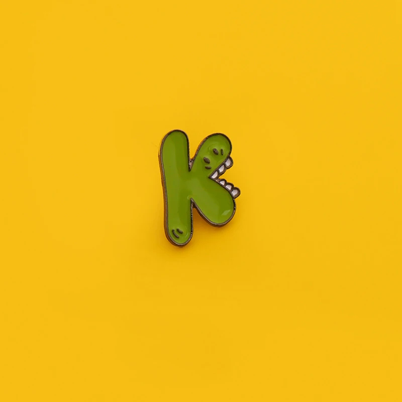 26 English Alphabet Enamel Pin Cartoon Little Monster Metal Hat Pin Badge Colorful Creative Design Lapel Pin Accessories