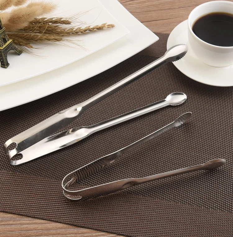 Hot selling Kitchen Accessories Grill Tongs 304 Stainless Steel Silver Camping Supplies Meat Barbecue Clip For BBQ Baking