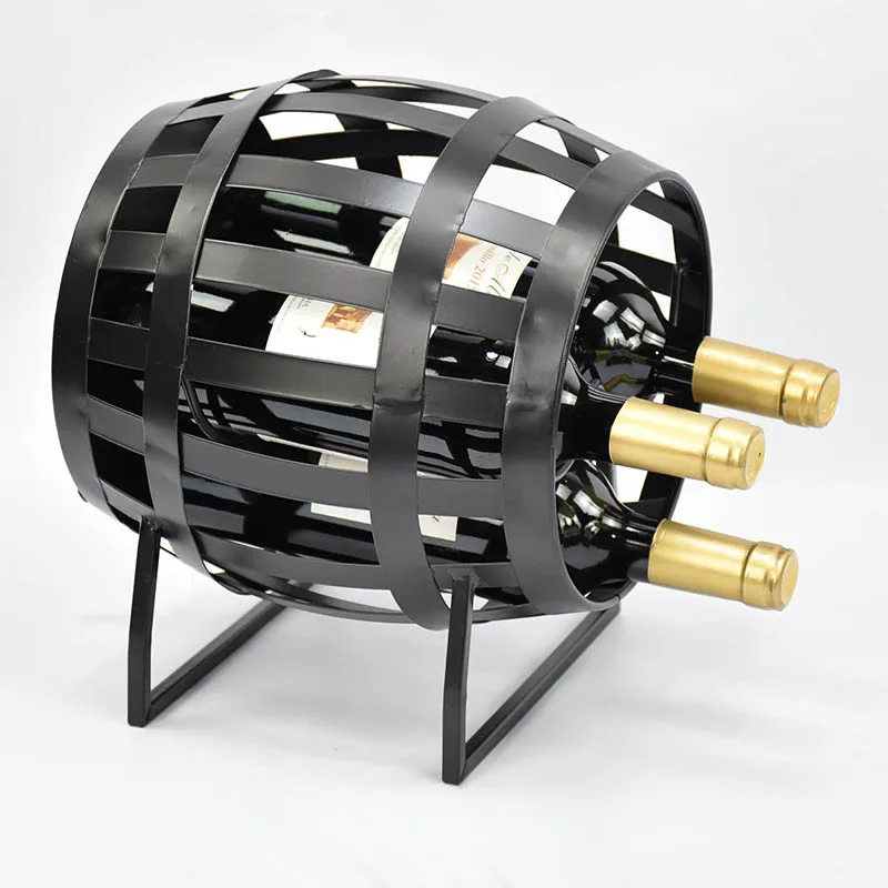 Decorative Wine Barrel Wine Bottle Holders For 3 Bottles