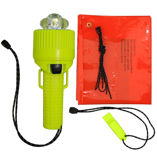 6 Nautical Miles Visible SOS Signal LED Flare Electronic Visual Distress Light with Daytime Distress Flag and Whistle for Boats