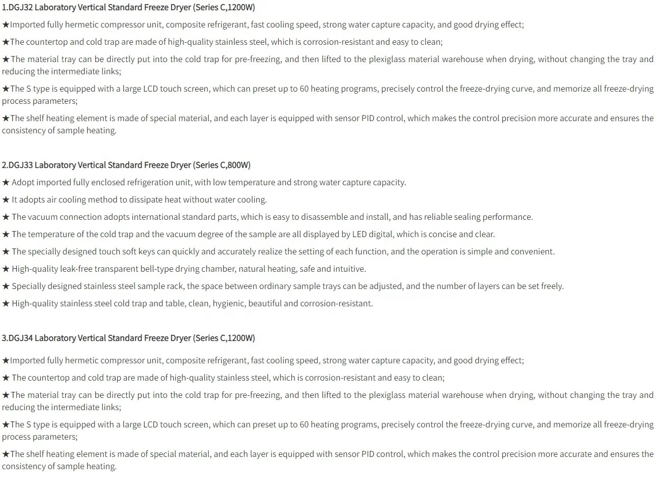 Laboratory Vertical Standard Freeze Dryer (Series C) / Lyophilized area 0.12~0.18 m2 / -50 degC / SCI Materials Hub