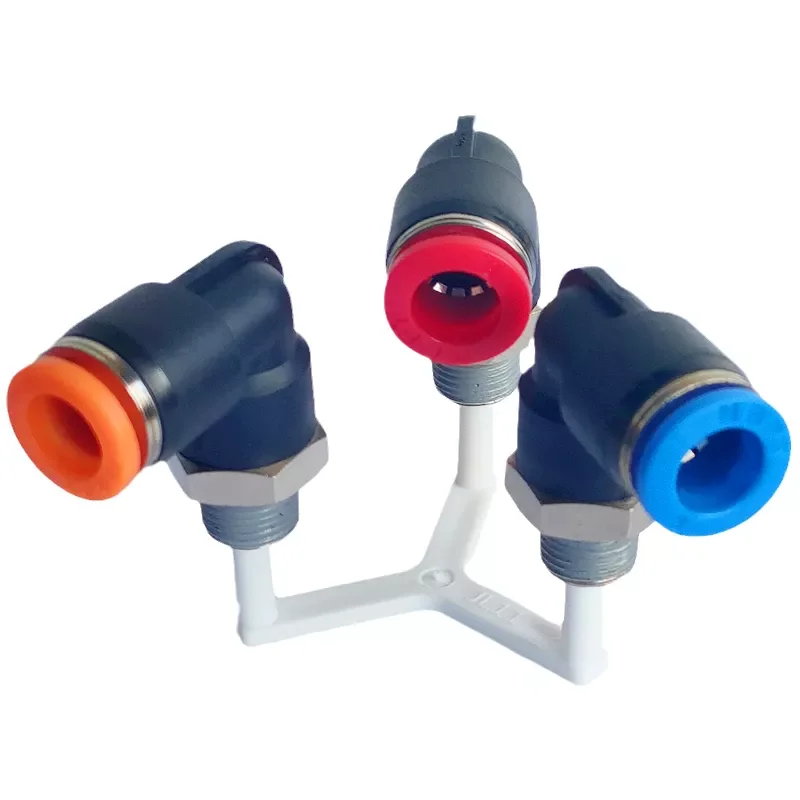 External thread 1/4, 3/8, 1/8 push on connection single contact elbow pipe fittings