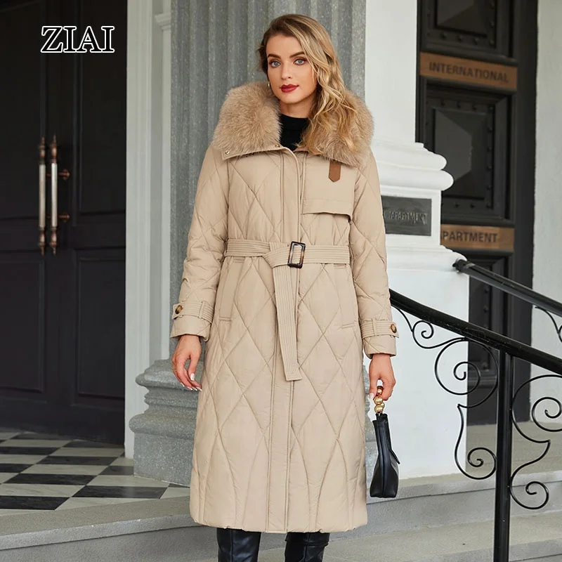 Women Long Quilted Winter Coat with Fur Collar Wholesale Winter Parka Coat Winter Puffer Coat