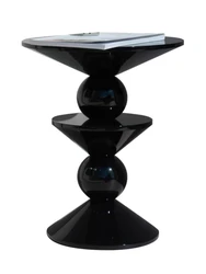 Stylish Black Round Wood Side Table Modern Pedestal Base Apartment decoration table