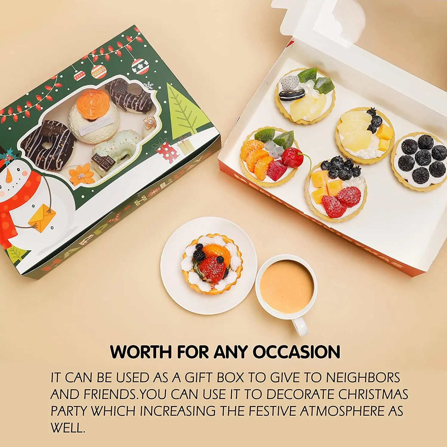 Christmas Cookie Boxes Bakery Treat Boxes with Window for Cupcakes