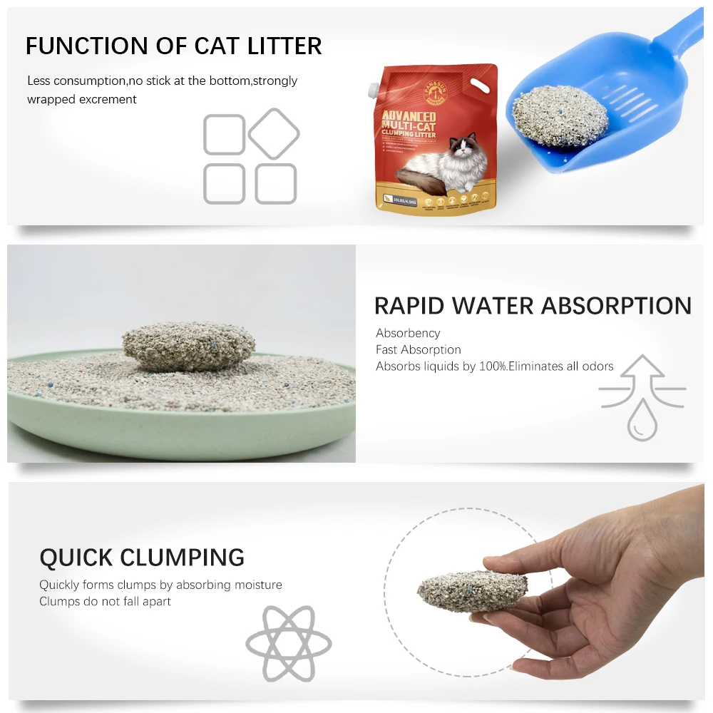 Dust Free Natural Bentonite cat litter Strong Clumping Easy Clean Cat Sand Cat Litter Sand