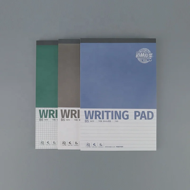 Custom notepad A4 B5 A5 A6 tape glue binding note pad printed lined/grid/blank ivory paper