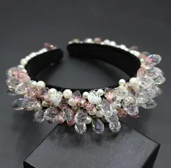wholesale handmade baroque crystal beaded headband fashion luxury wedding pearl headband for women party hair accessories