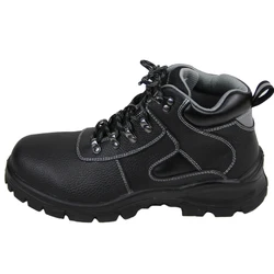 Black cow split embossed leather  high cut work casual anti-smash anti-puncture anti-static safety shoes