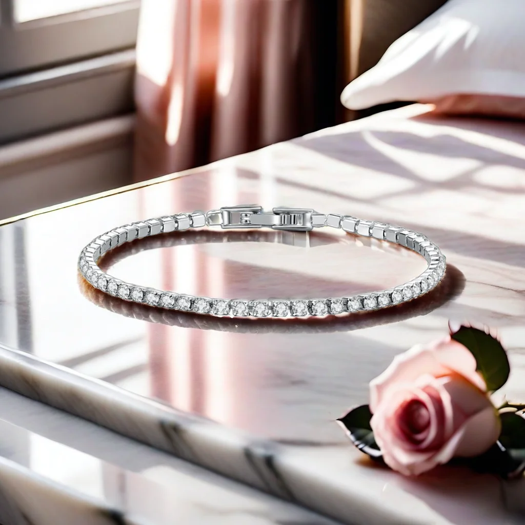 Wholesale 2.50mm Dainty Wedding Moissanite Tennis Bracelet Round Zircon 2.5mm Diamond Bracelet