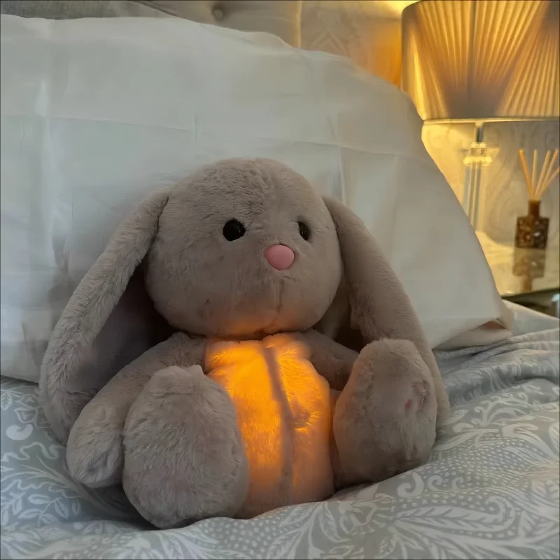 2024 New Breathing Rabbit Snoring Rabbit Plush Toy Baby Music Early Education Soothing Sleeping Doll