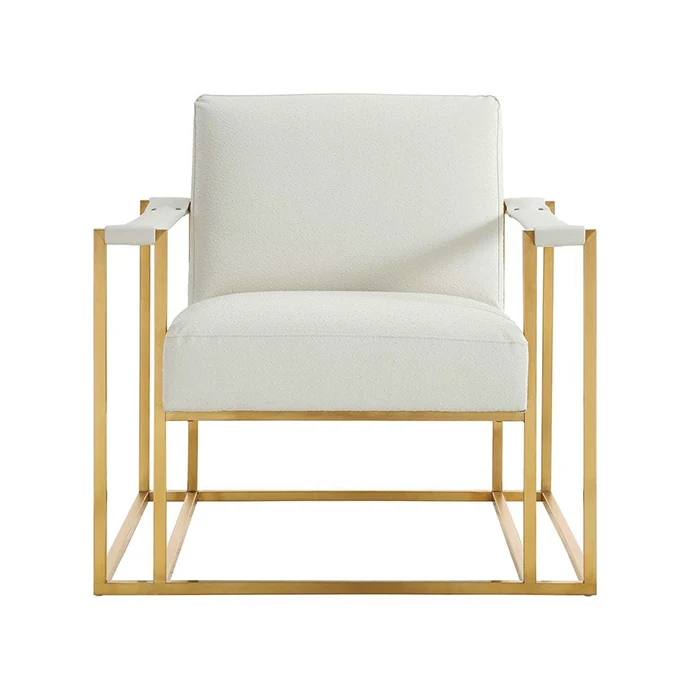 Gold steel velvet armchair