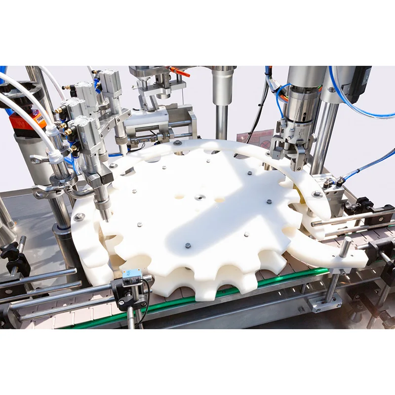 Automatic 4 heads plastic round bottle drinking liquid filling and sealing