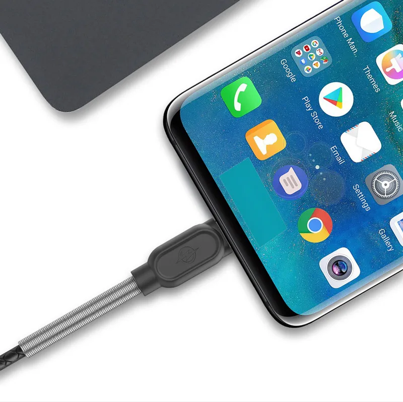 Vnew high quality 5V/2.4A super fast Charging and Sync usb cable for Micro/8pin/Type C Durable half spring USB cable