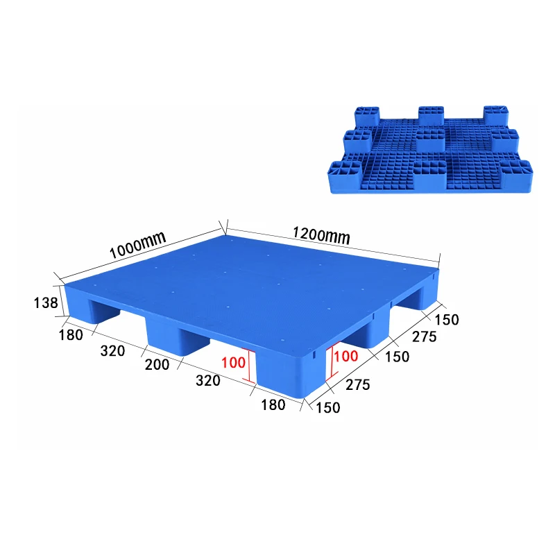 LIKU Pallet Heavy-Duty Euro HDPE Large Stackable Single-Faced Nine Feet Plastic Pallet for Sale