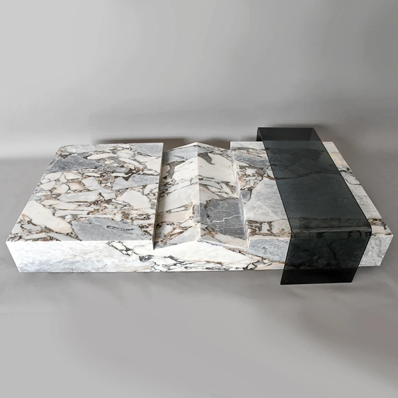 Modern Nordic designer medieval style marble tempered glass hotel small apartment Japanese coffee table