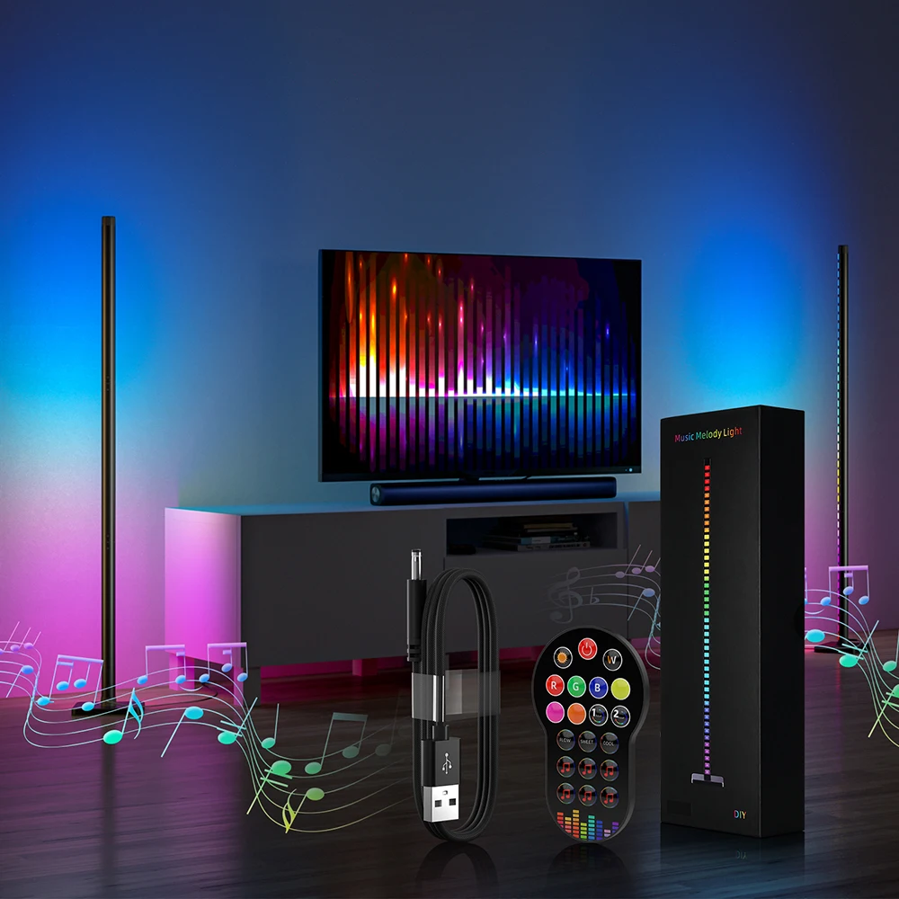 Music Sync Modern Smart Corner Floor Lamp 122cm Dream Color RGBIC USB Led Pixel Strip Kit For Home Decoration