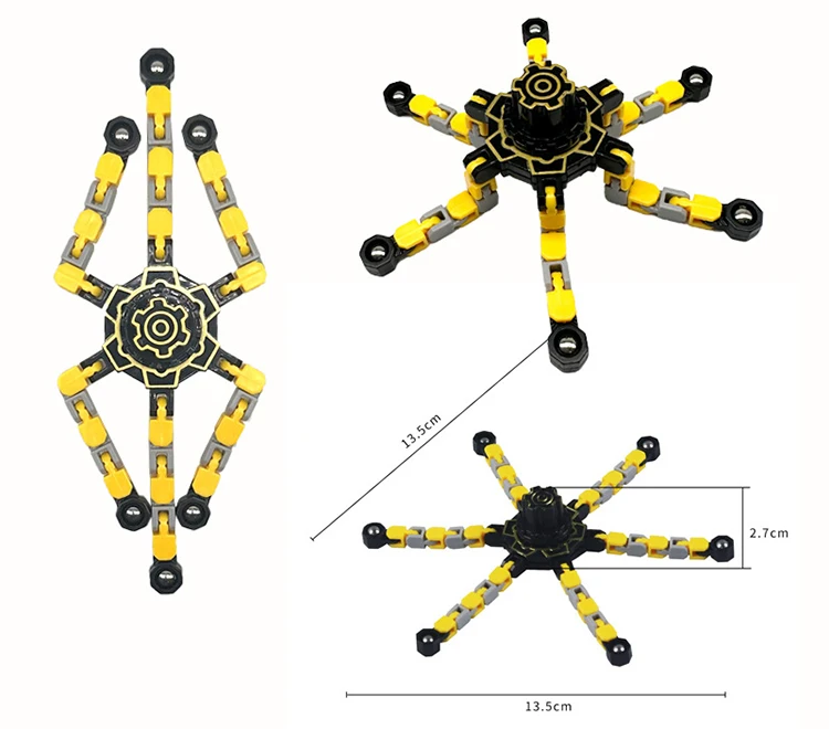 Creative Spinning Top Fidget Toy Transformable Chain Mechanical Gyro DIY Deformable Chain Anti Stress Fingertip Spinner