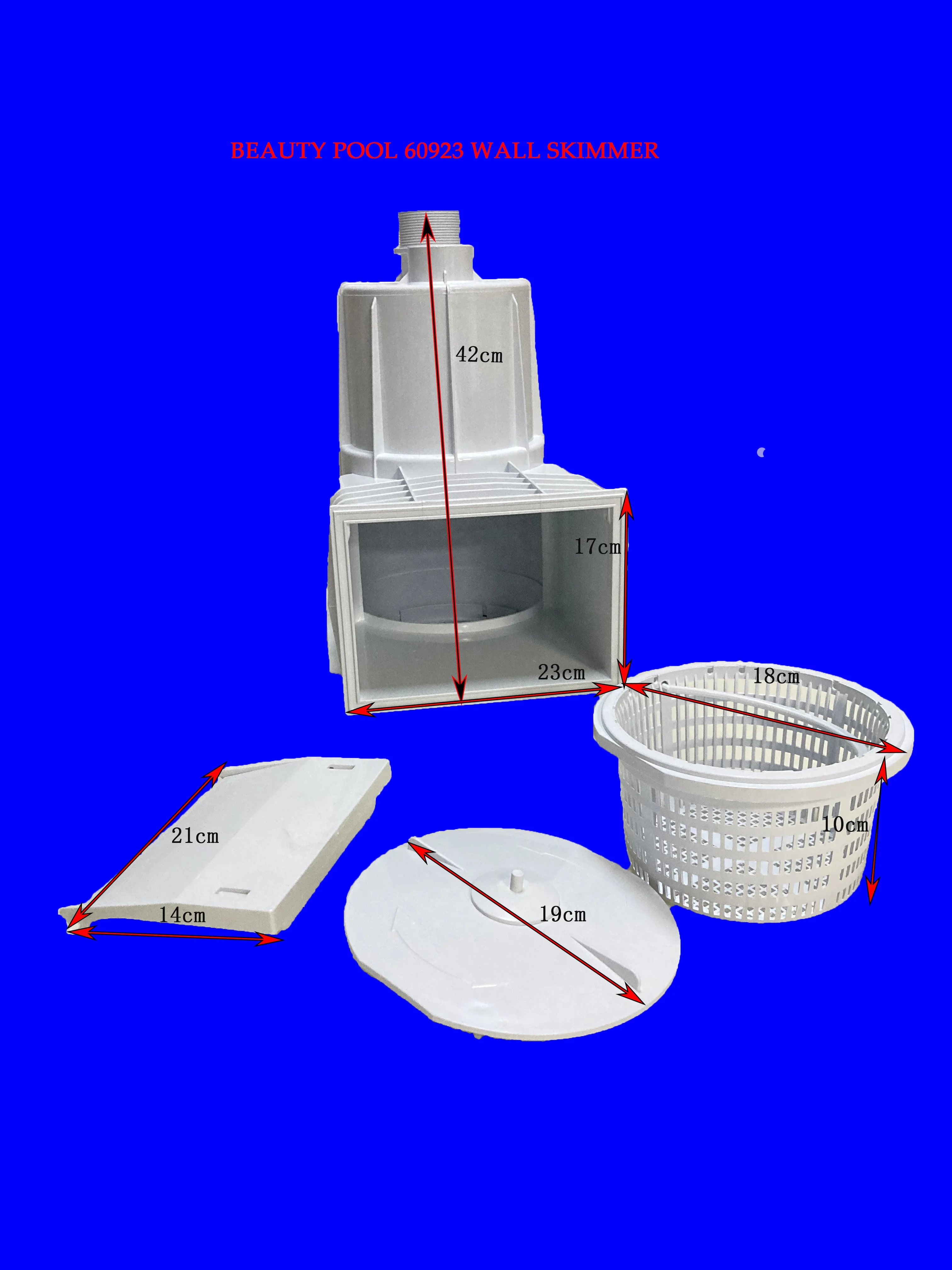 60923 Factory supply swimming pool 15 M Wall Skimmer with Square Frame and Round Lid for Concrete Pool,POOL & SPA accessories