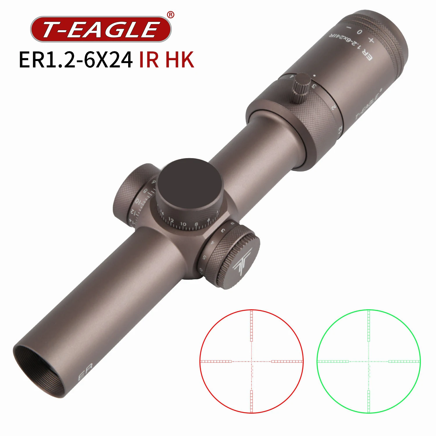T-eagle ER 1 2-6X24 ИК HK Прицельный прицел компактный легкая оптика освещение красный и