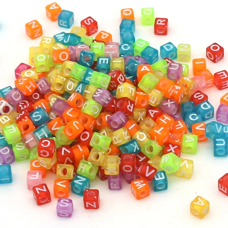 hot sale 7mm Acrylic Letter A to Z 26 Alphabet Square Cube Acrylic Alphabet Beads For Handmade Diy Jewelry Making