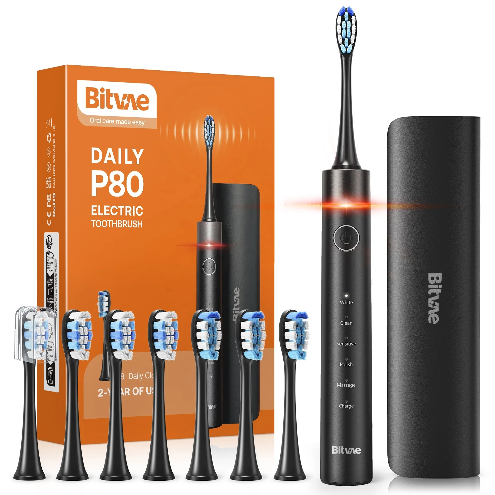 Bitvae BV P80 Oral Care Vibrate Electric Tooth Brush Toothbrush with Pressure Sensor