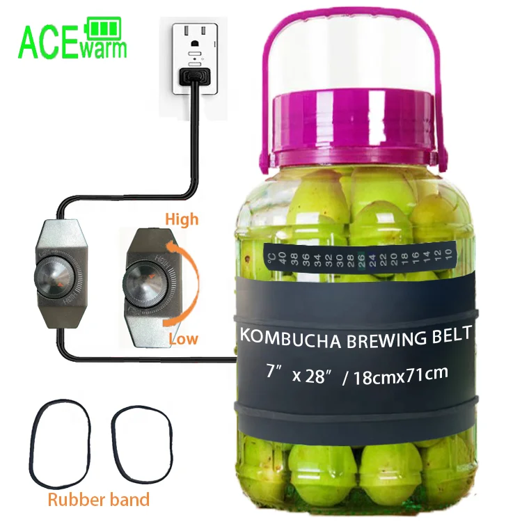 KOMBUCHA brewing heat pad ,fermentation heat belt with thermostat,28X7inch(71x18cm),Two layer insulation,manufacr