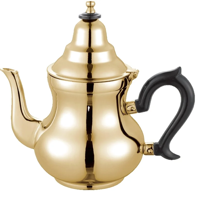 Golden Color Food Grade Stainless Steel High Quality Metal Brass Morocco coffee Pot Arabic