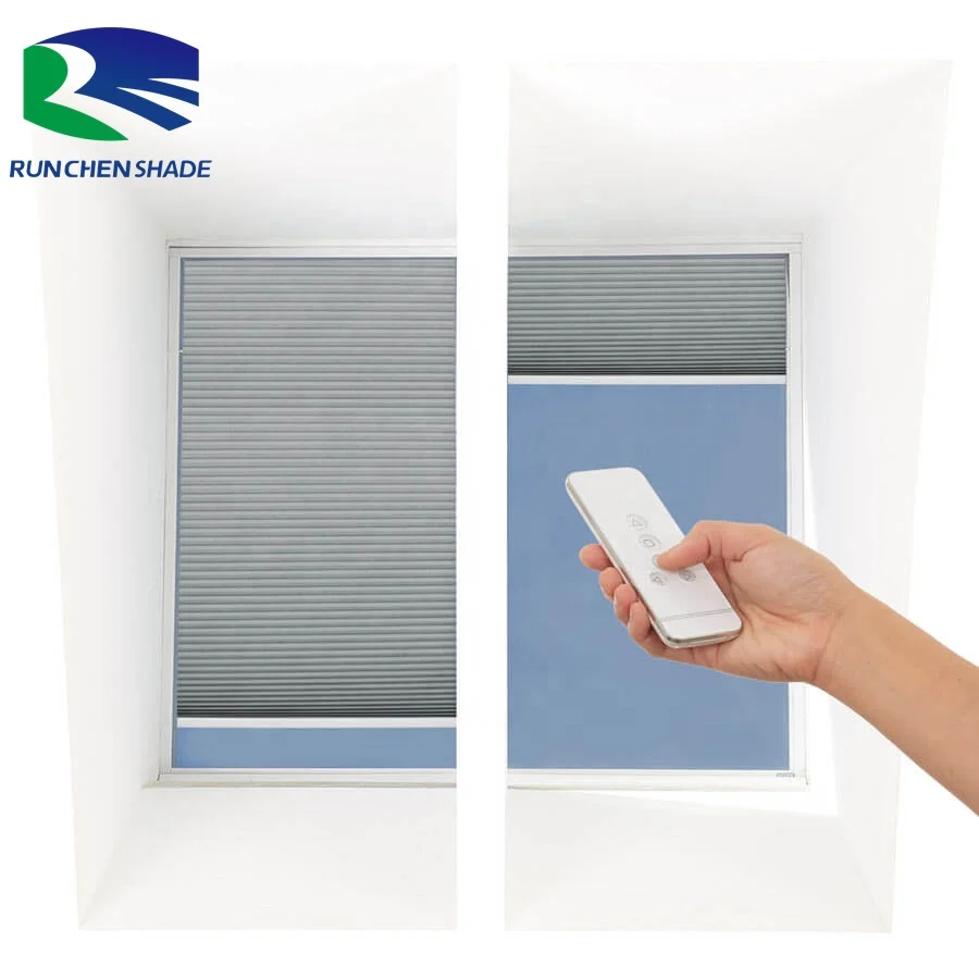 Motorized Skylight Roof Window Cellular Honeycomb Half Blackout Waterproof Blinds Curtain for Skylight Glass Room Sloping Roof R