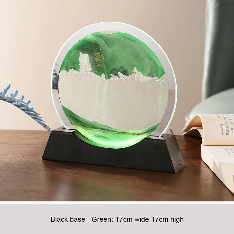 Manufacturer Solid wood quicksand painting nightlight decoration dynamic hourglass lamp 3d creative decompression lamp