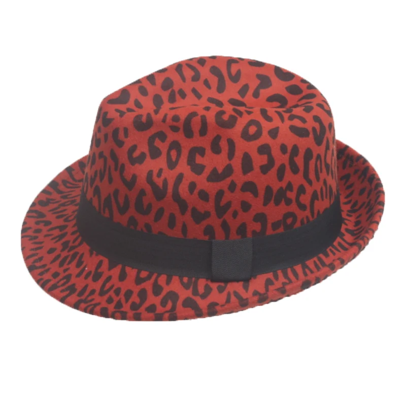 Manufacturer Wool Felt Fedora Hats Big Wide Brim Men Women Stylish Leopard Wool Fedora Hat Women