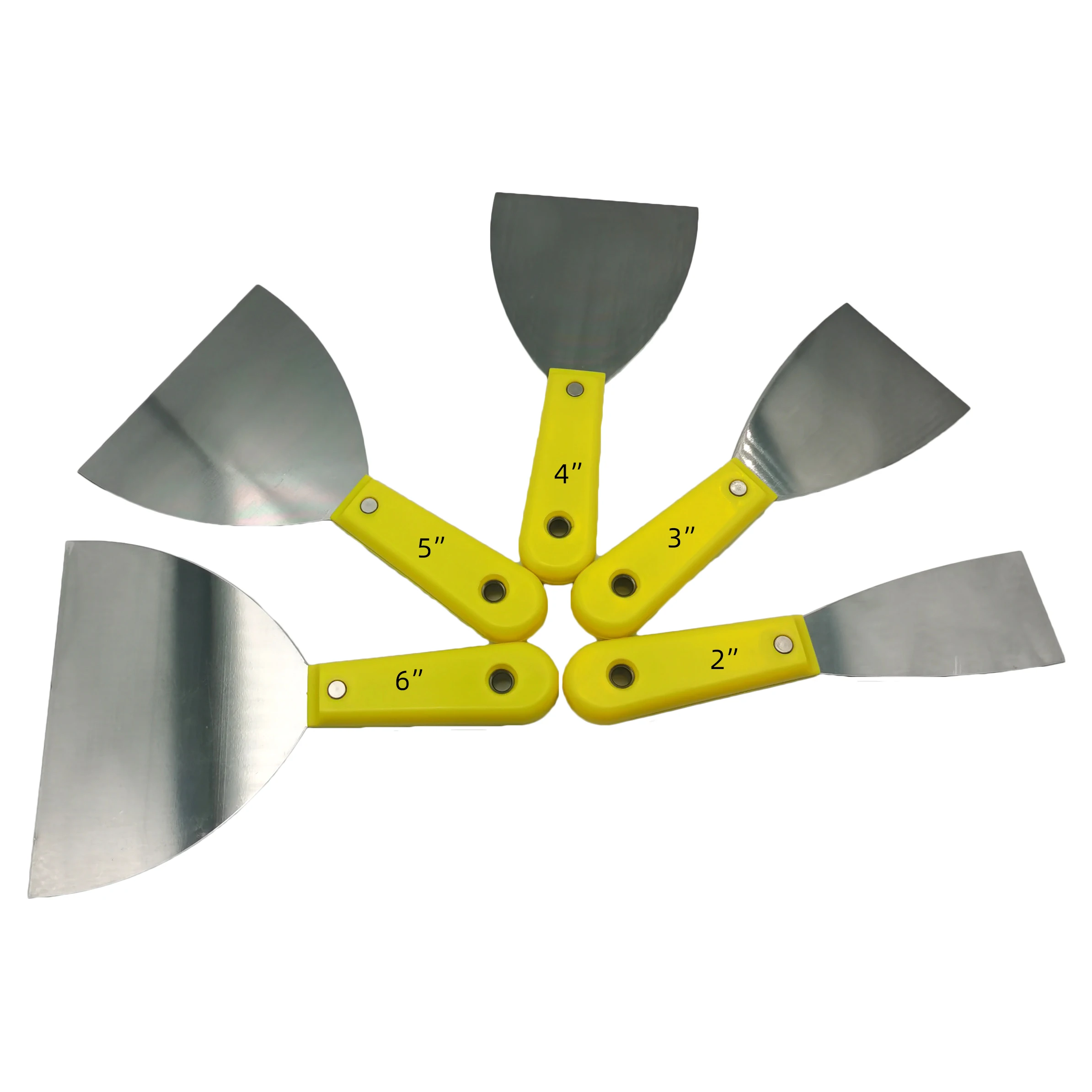 Yellow plastic handle stiff blade putty knife scraper for building renovation