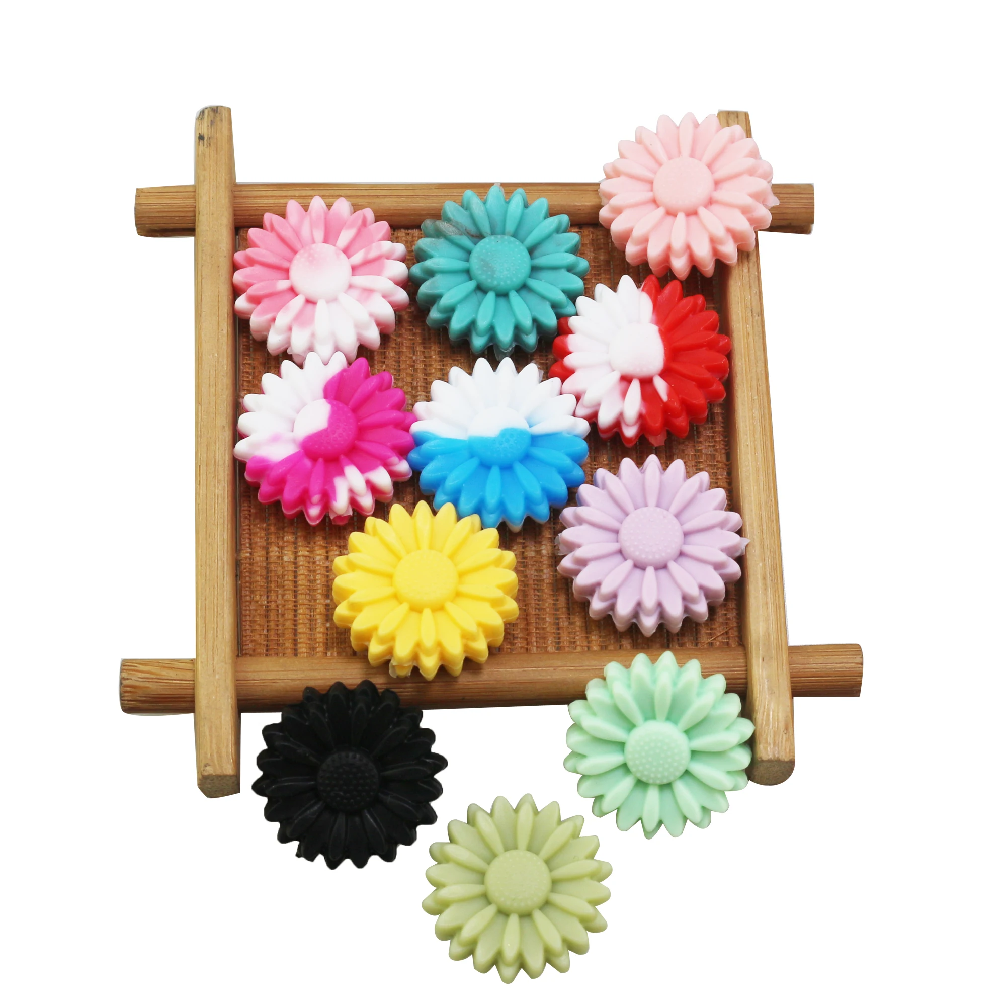 Hot Sale Food Grade Soft Luminous Shine Beads Glow In The Dark Sunflower Shape Loose Daisy Silicone Bead