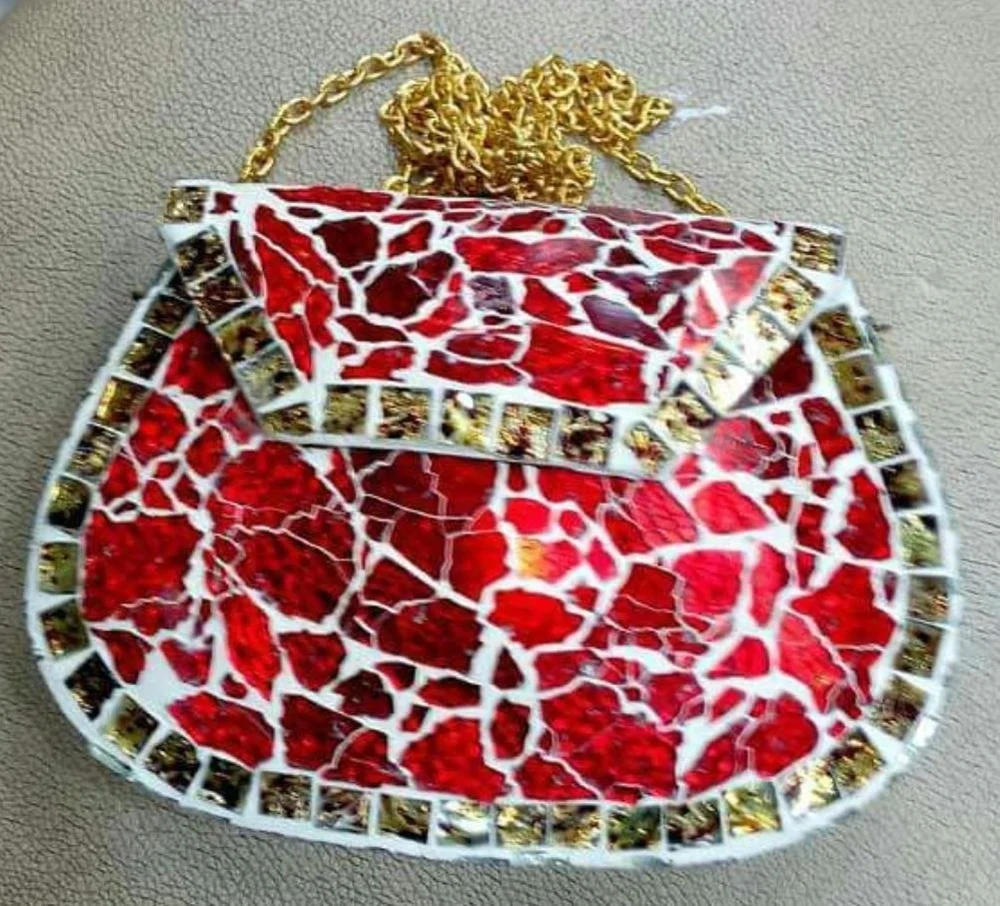 Hot Selling Stylish Metal Mosaic Clutch Bag Luxury Vintage Party Evening Purse with Stone Pattern Envelope Style