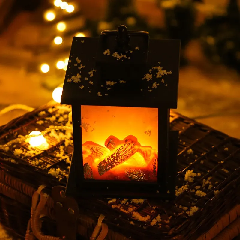 2021 New Arrival Led Flame Light Carbon Fire Home Lights Fireplace Christmas Decoration Portable Lantern Hanging Lamp