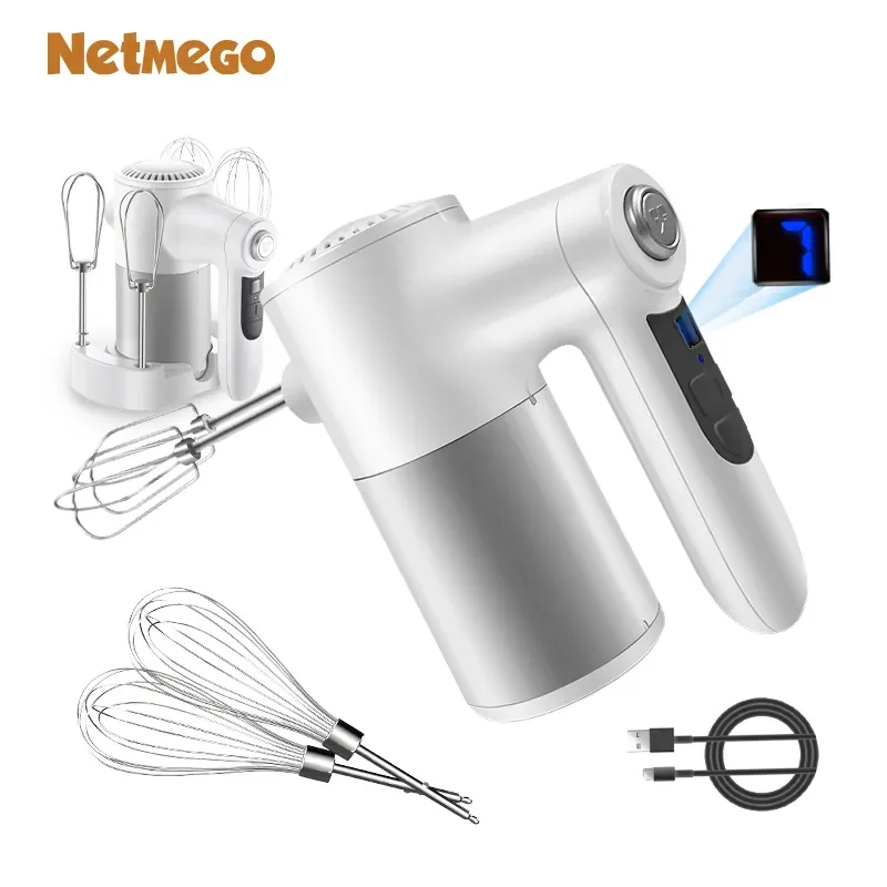 Superior Materials Food Hand Mixer Hand Blander One Button Mixer Mini Rechargeable Hand Mixer Cream Blender