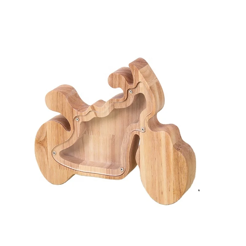Wooden Clear Piggy Bank for Boys Girls Kids Unbreakable Wood Money Bank