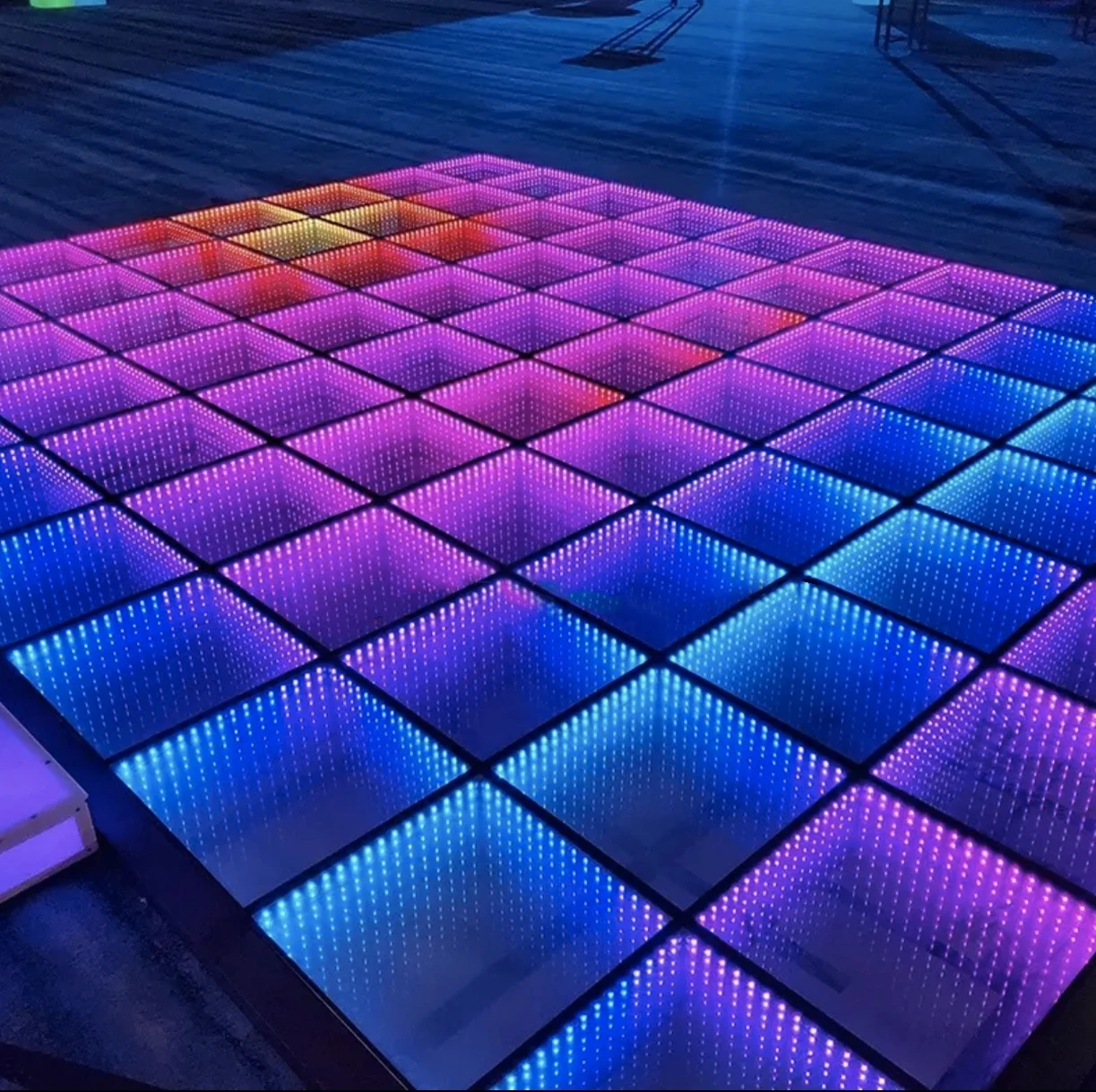 Supershow Party Event Fiestas Night Club RGB Stage Lights Glass Panel 3d Infinity Mirror Led Dance Floor For Wedding
