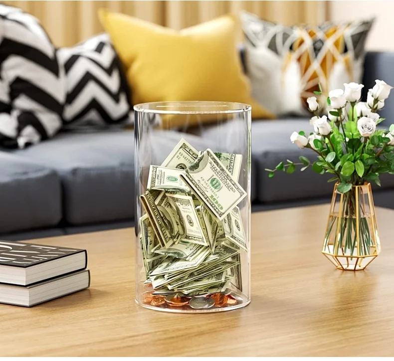 Customized Clear Acrylic Piggy Bank Saving Money Piggy Bank Coin Bank For Kids