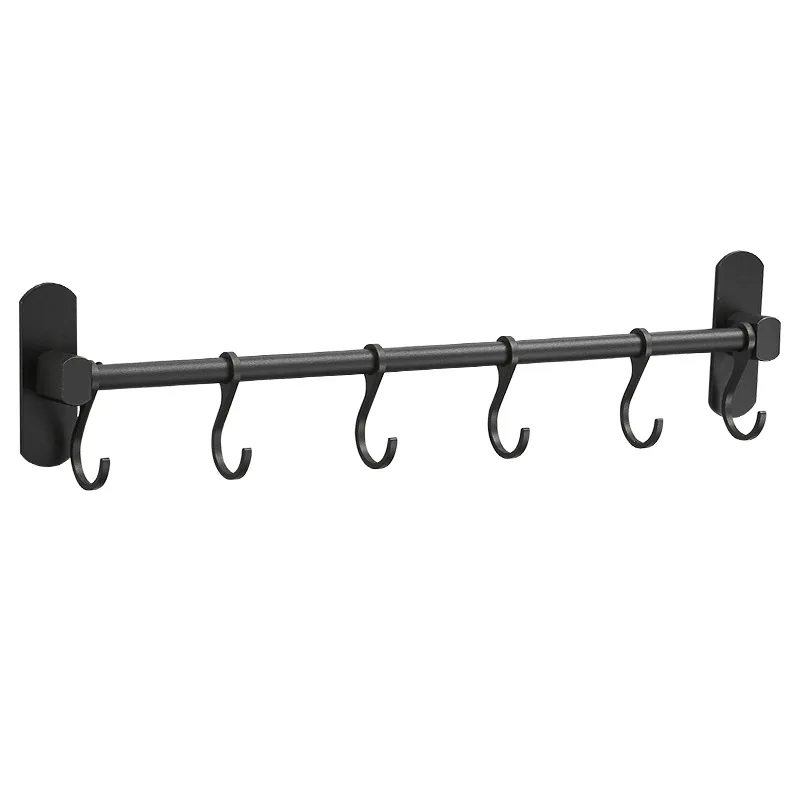Free Samples For Oem Odm Kitchen Ydm Multi-function Kitchen Rack Wall Hanging Punch Free Rack Towel Coat Hat Holder With 6 Hook