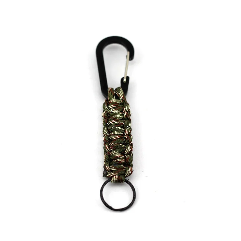 Camouflage outdoor tactical aluminium alloy mountaineering buckle seven core umbrella rope woven multifunction keychain