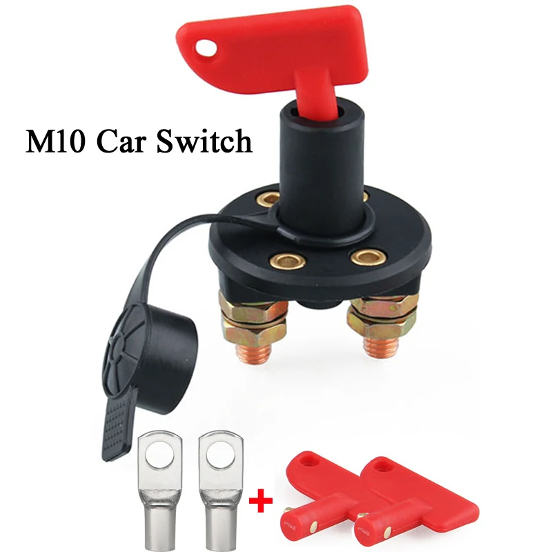 12V 24V Red Key Cut Off Battery Main Kill Switch Vehicle Car Modified Isolator Disconnector Car Power Switch for Auto truck boat