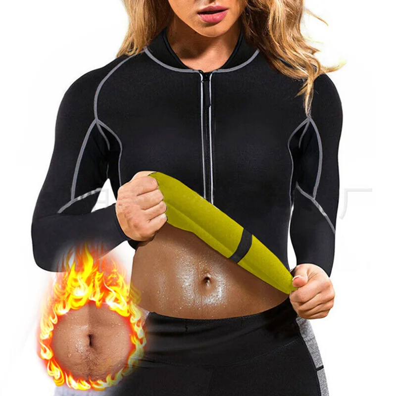 Горячая Sal Sauna куртка для женщин с длинным рукавом тяжелых тренировок рубашка из неопрена формирователь тела