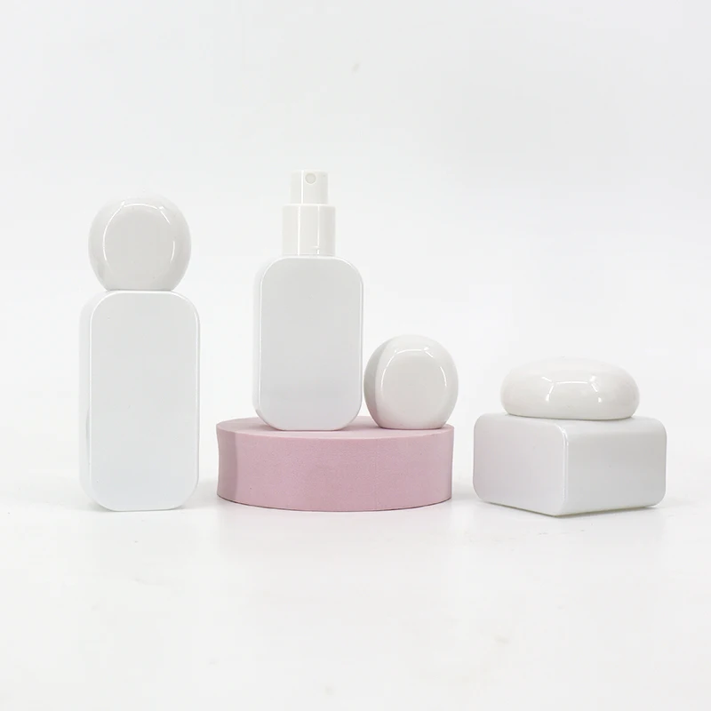 30ml Luxury Clear Frosted Glass Cosmetict Moisturizer Toner Liquid Foundation Spray Pump Bottle and Facial Cream Glass Jar Set