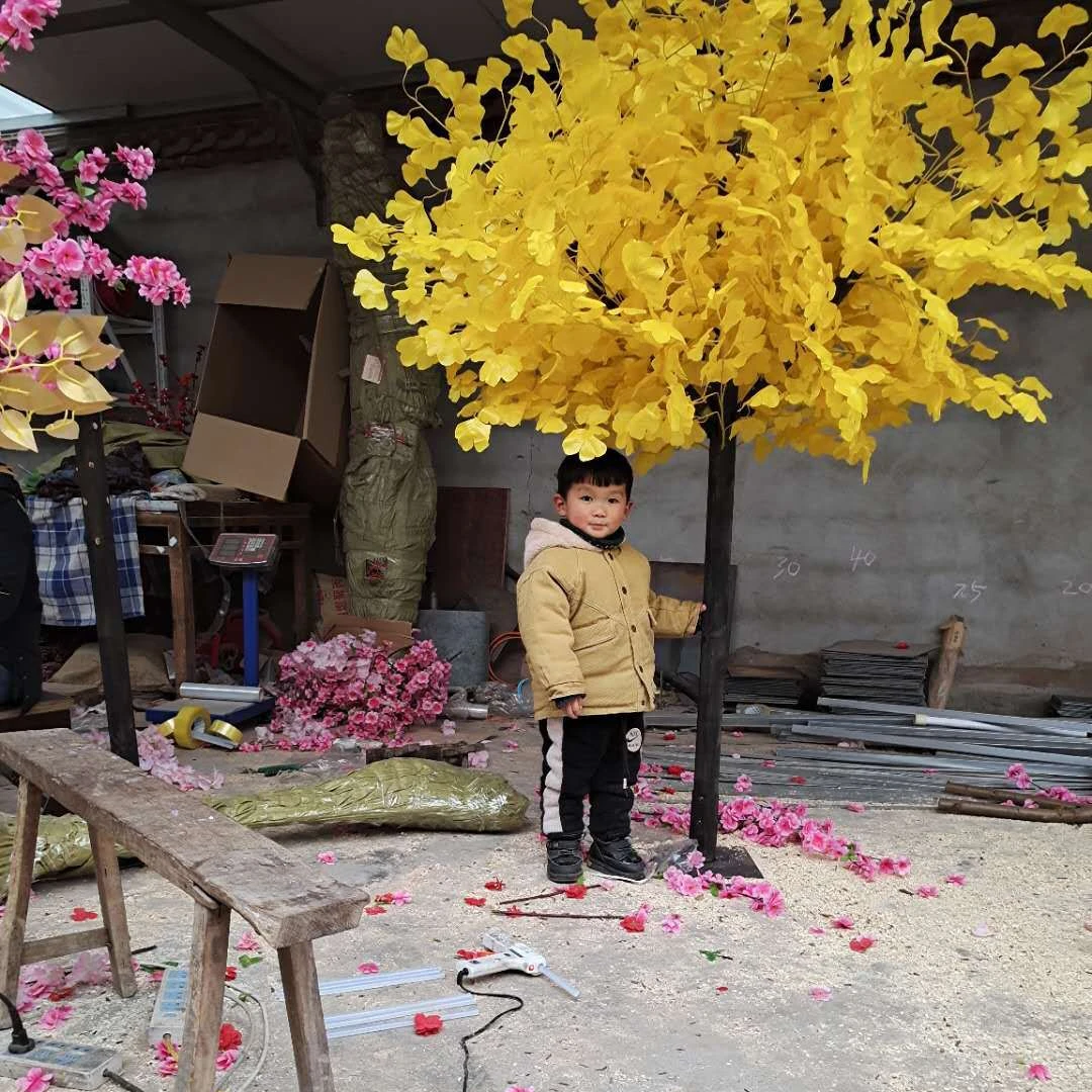 Yellow artificial ginkgo tree for decoration