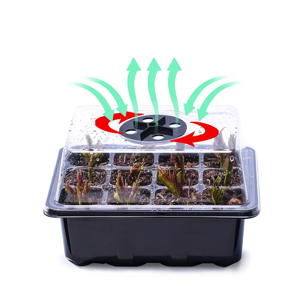 Garden Plant nursery carry tray Grow Box With pots Lid 6 12 Cell Germination Starter plastic cell seed nursery plug trays