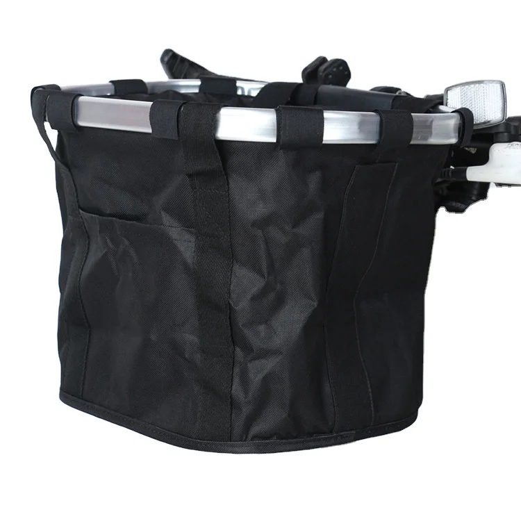 Mountain bike front folding aluminum alloy canvas folding basket vegetable blue cloth basket